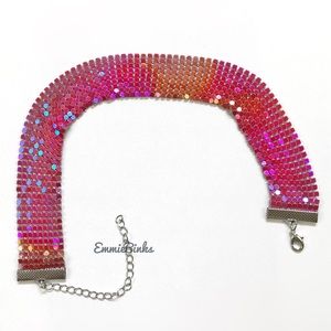 ✨3for$38  New Pink Shimmer Holographic Mesh Choker Necklace